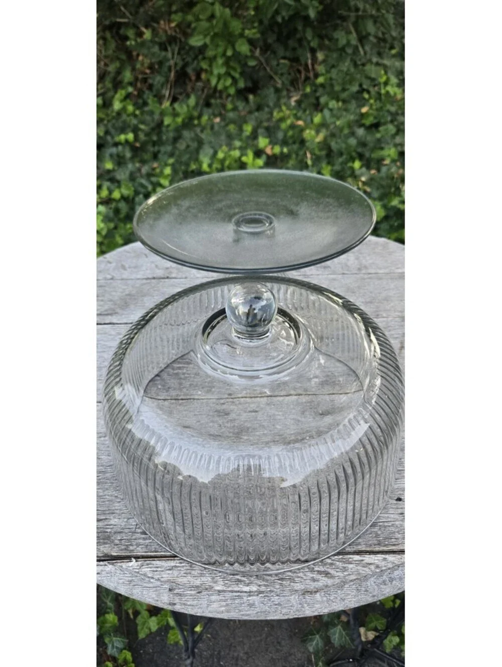 Clear Glass Anchor Hocking Ribbed Glass Cake Stand Doubles As A Punch Bowl